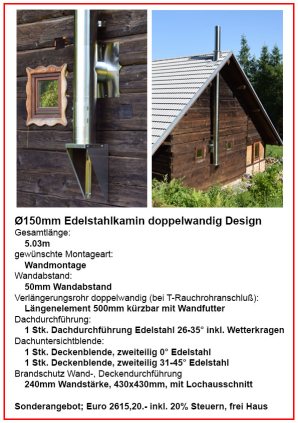 Edelstahl Schornstein Preisbeispiel